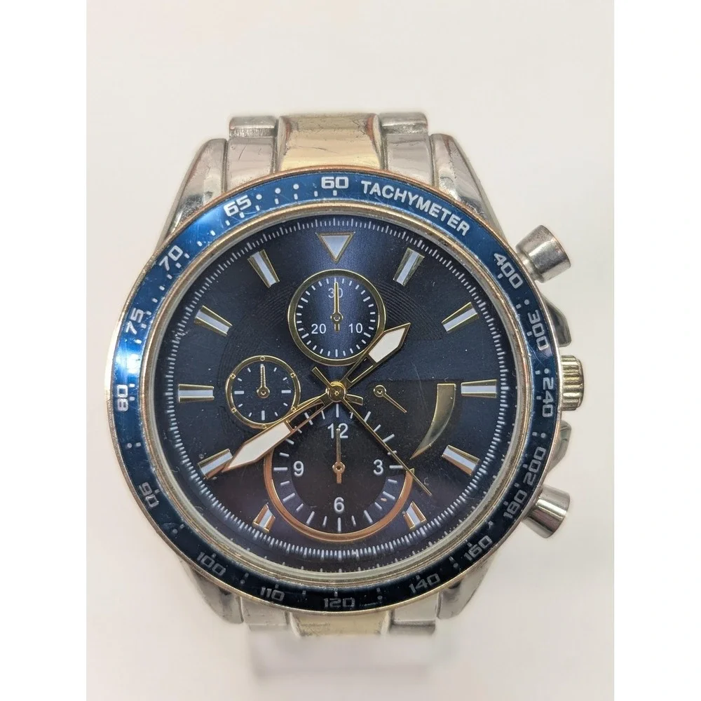 FMD Mens Watch 44mm Blue Dial‎ Silver Tachymeter Chronograph FMD 1803 Bracelet